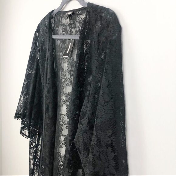 EXPRESS | Lace Kimono Black Short Sleeve New Small - Picture 2 of 8